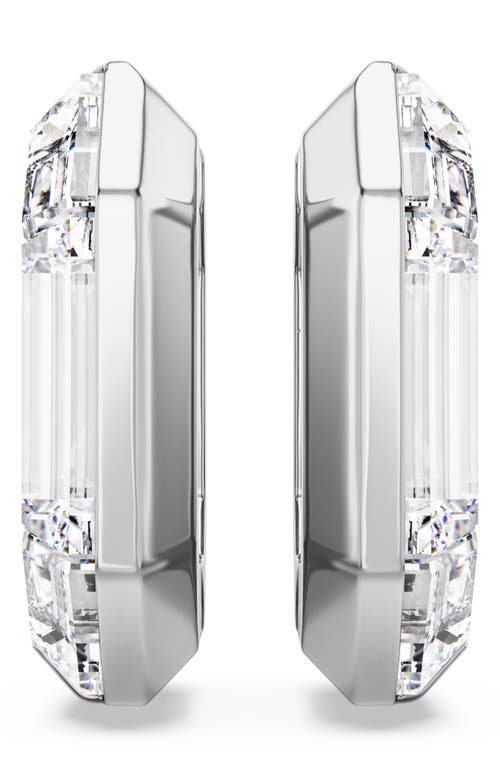 Swarovski Lucent Octagon Hoop Earrings In White/silver