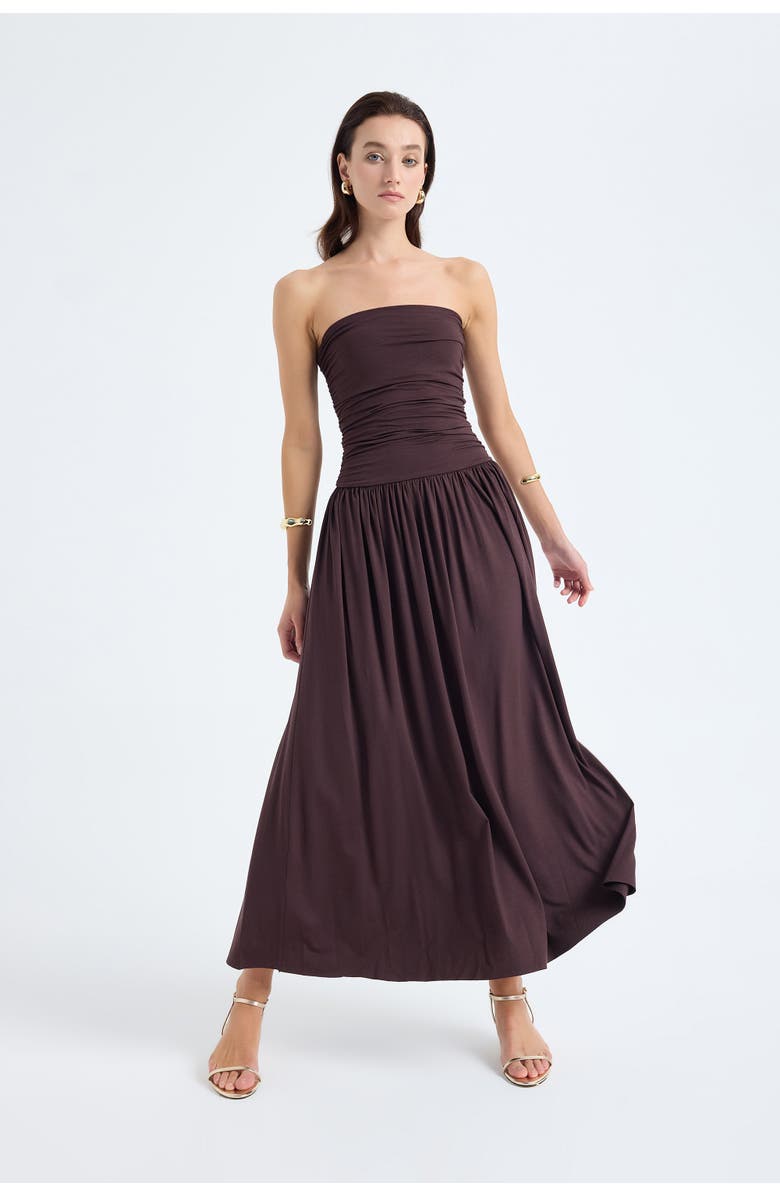 Monlicia Aluna Strapless Maxi Dress, Alternate, color, Brown