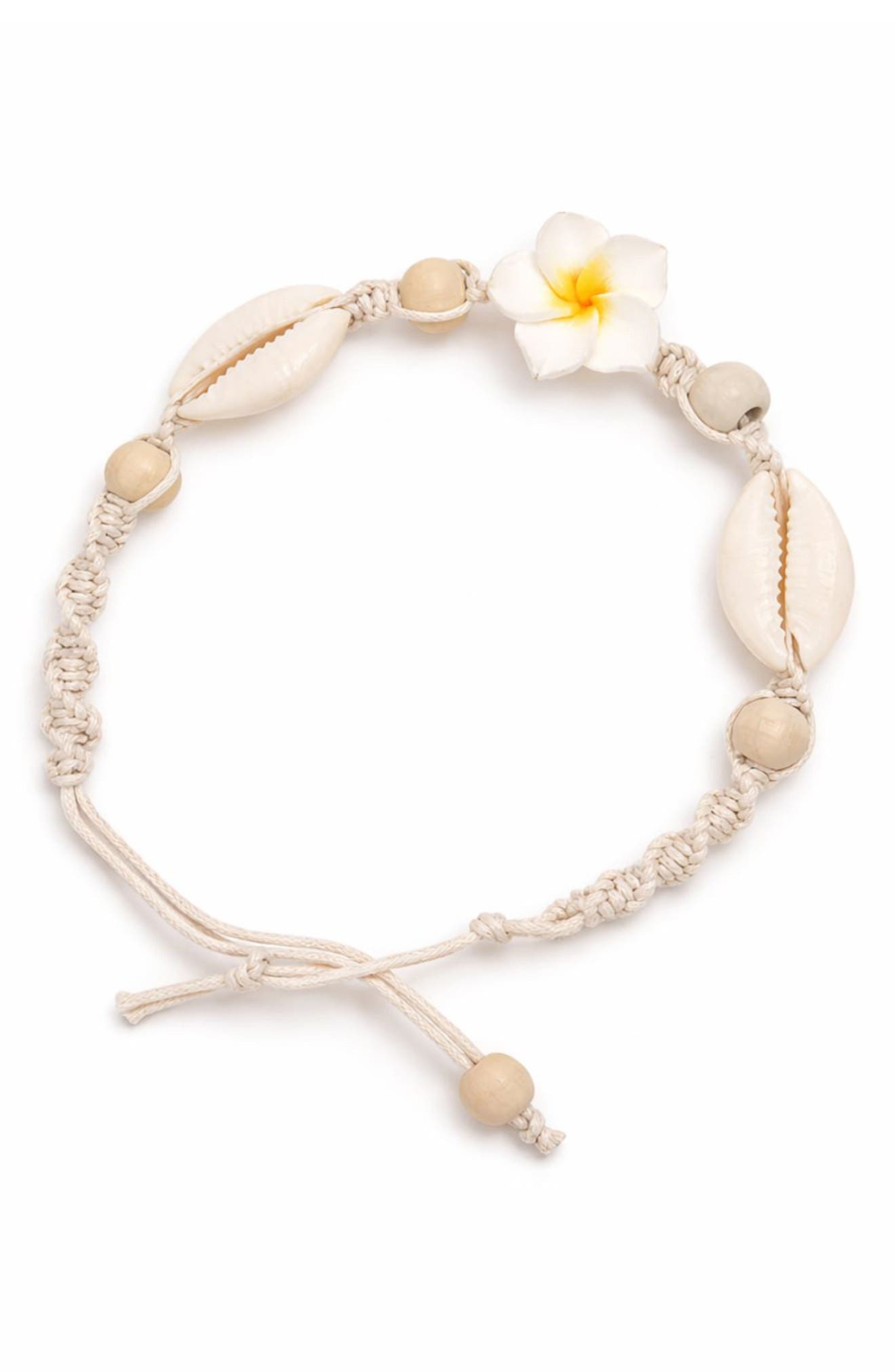 REBL Shell Beaded Flower Anklet