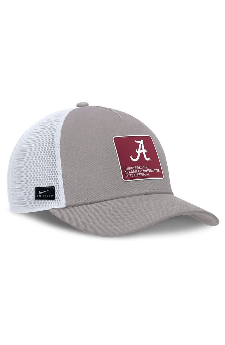 Nike Men's Nike  Gray/White Alabama Crimson Tide 2025 On-Field Rise Engineered Trucker Adjustable Hat, Alternate, color, 