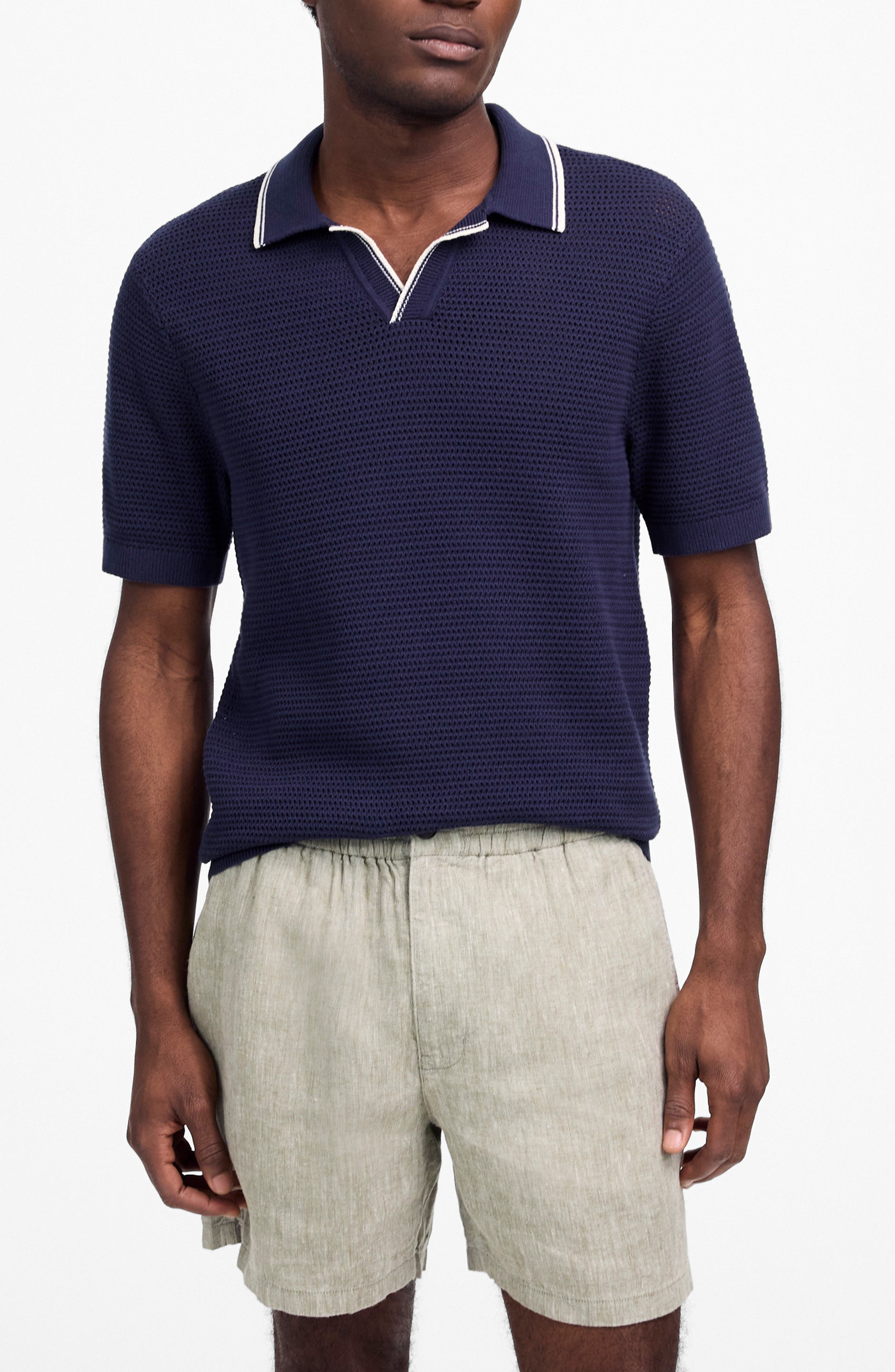 Madewell Contrast Stitch Johnny Collar Sweater Polo