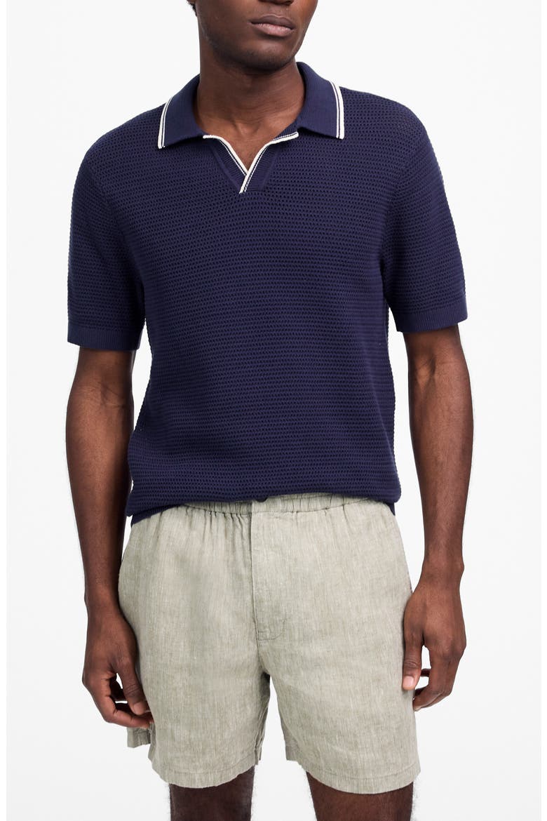 Contrast Stitch Johnny Collar Sweater Polo, Main, color, INK