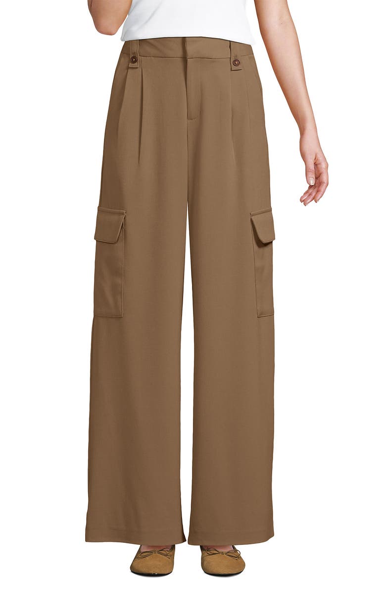 Lands
End Soft Polish Cargo High Rise Wide Leg Pants, Alternate, color,