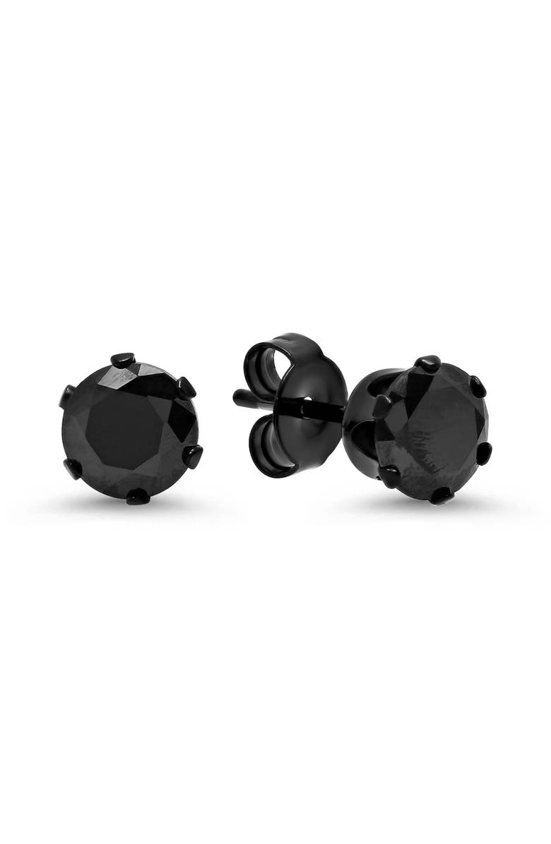 STEELTIME Unisex Crystal Stud Earrings, Main, color, Black