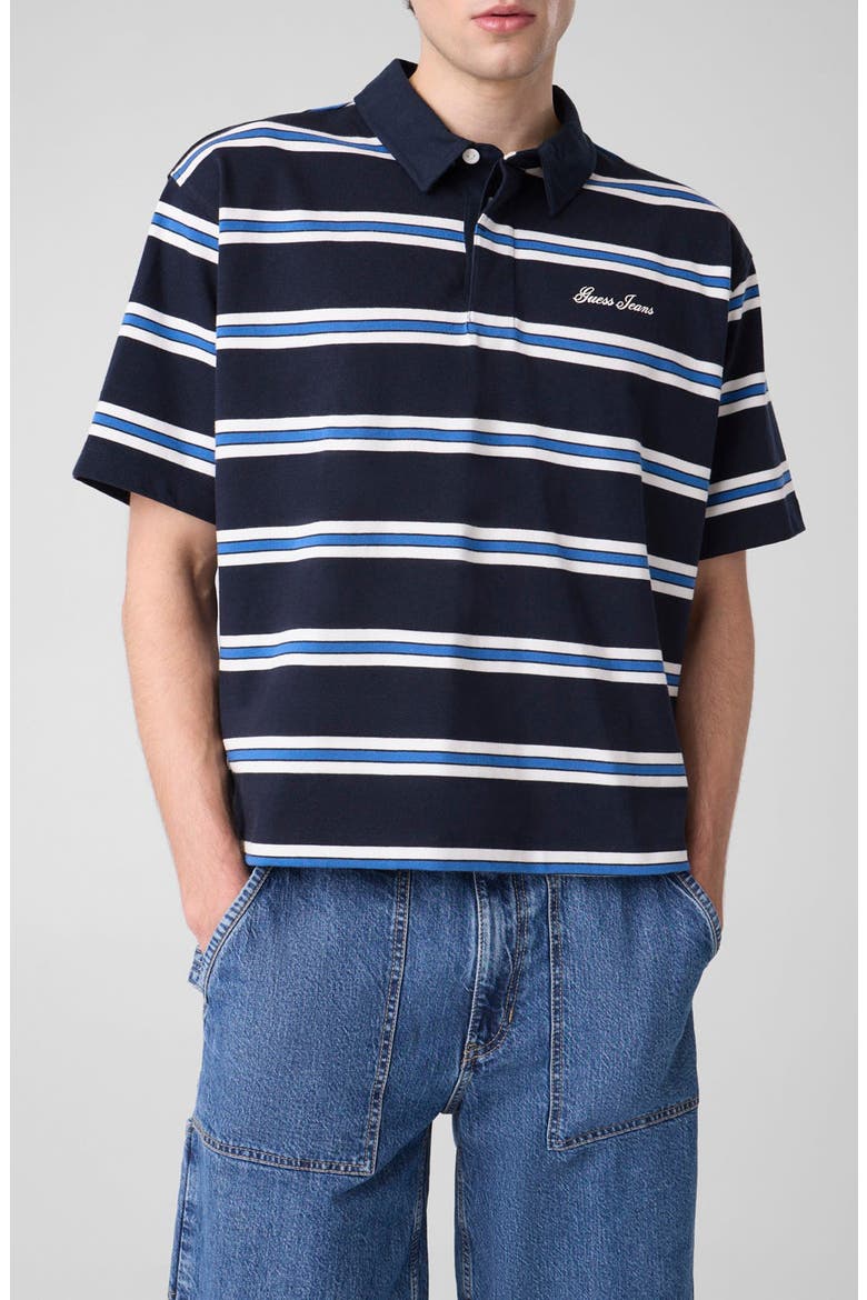 Boxy Striped Polo, Main, color, DARING OCEAN STRIPES