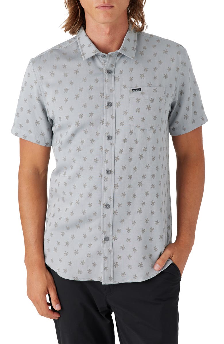 O'Neill Quiver Stretch Short Sleeve Button-Up Shirt, Main, color,