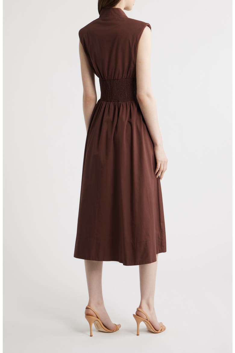 Sleeveless Cotton Midi Dress, Alternate, color, BROWN