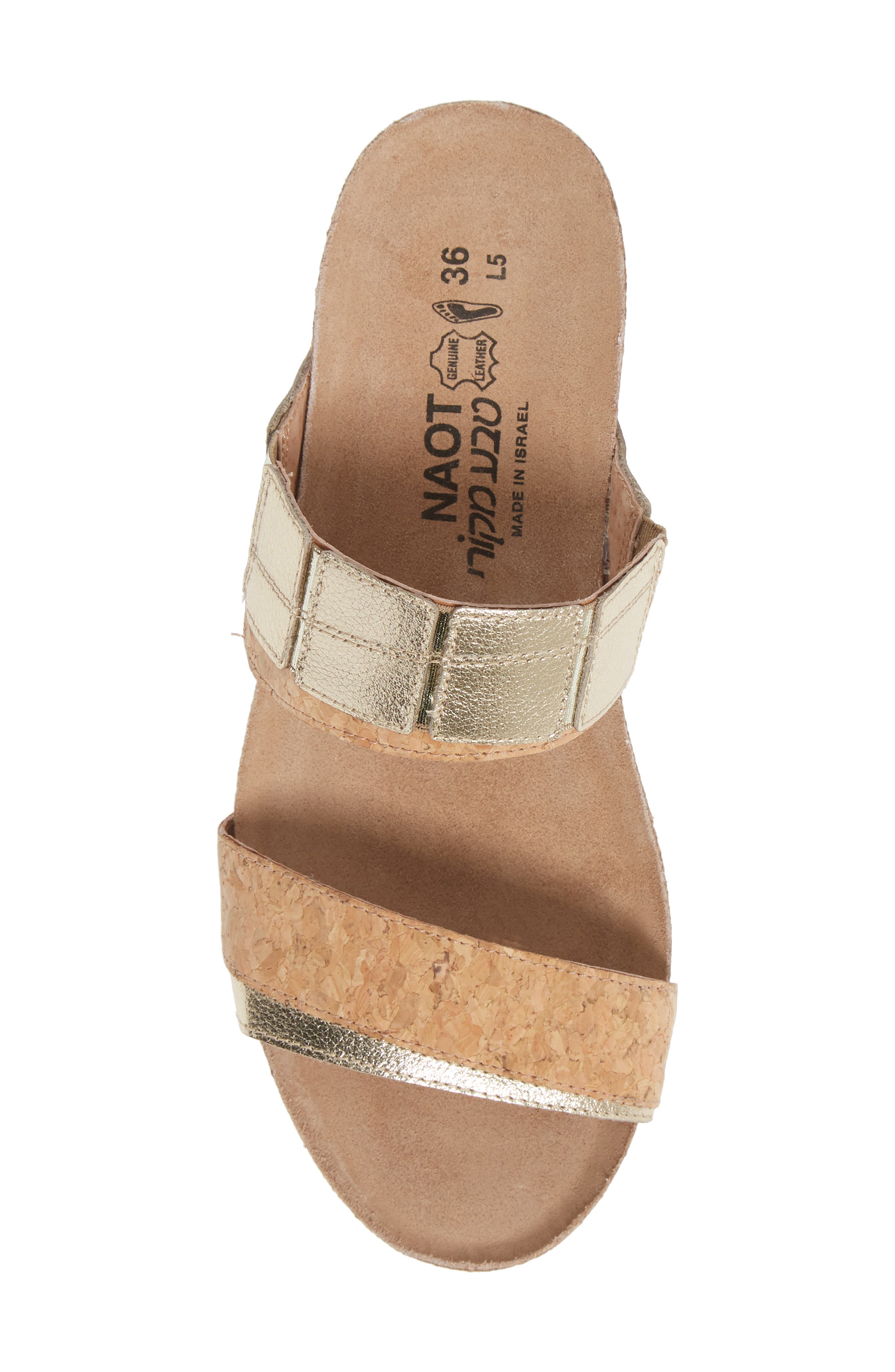 Royalty Slide Sandal, Alternate, color, RADIANT GOLD/ CORK LEATHER
