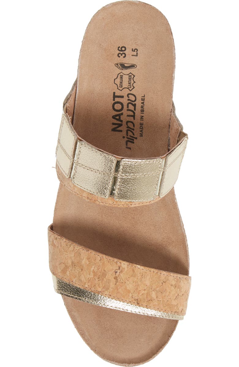 Naot Royalty Slide Sandal, Alternate, color, Radiant Gold/ Cork Leather