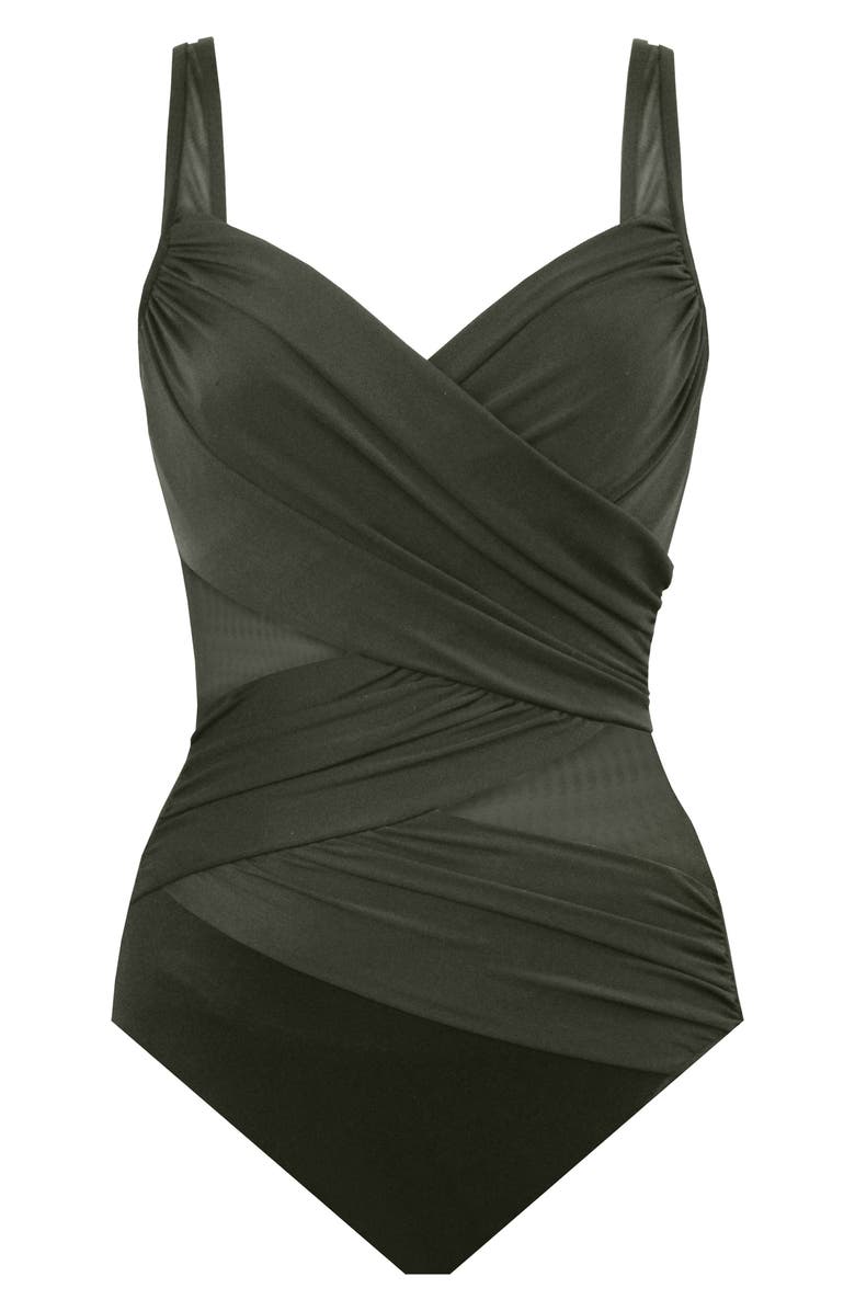 Miraclesuit<sup>®</sup> Network DD Madero Mesh Detail One-Piece Swimsuit, Alternate, color, Dark Green
