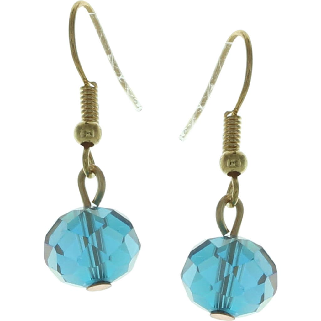 Olivia Welles Into The Blue Crystal Drop Earrings In Gold/turquoise