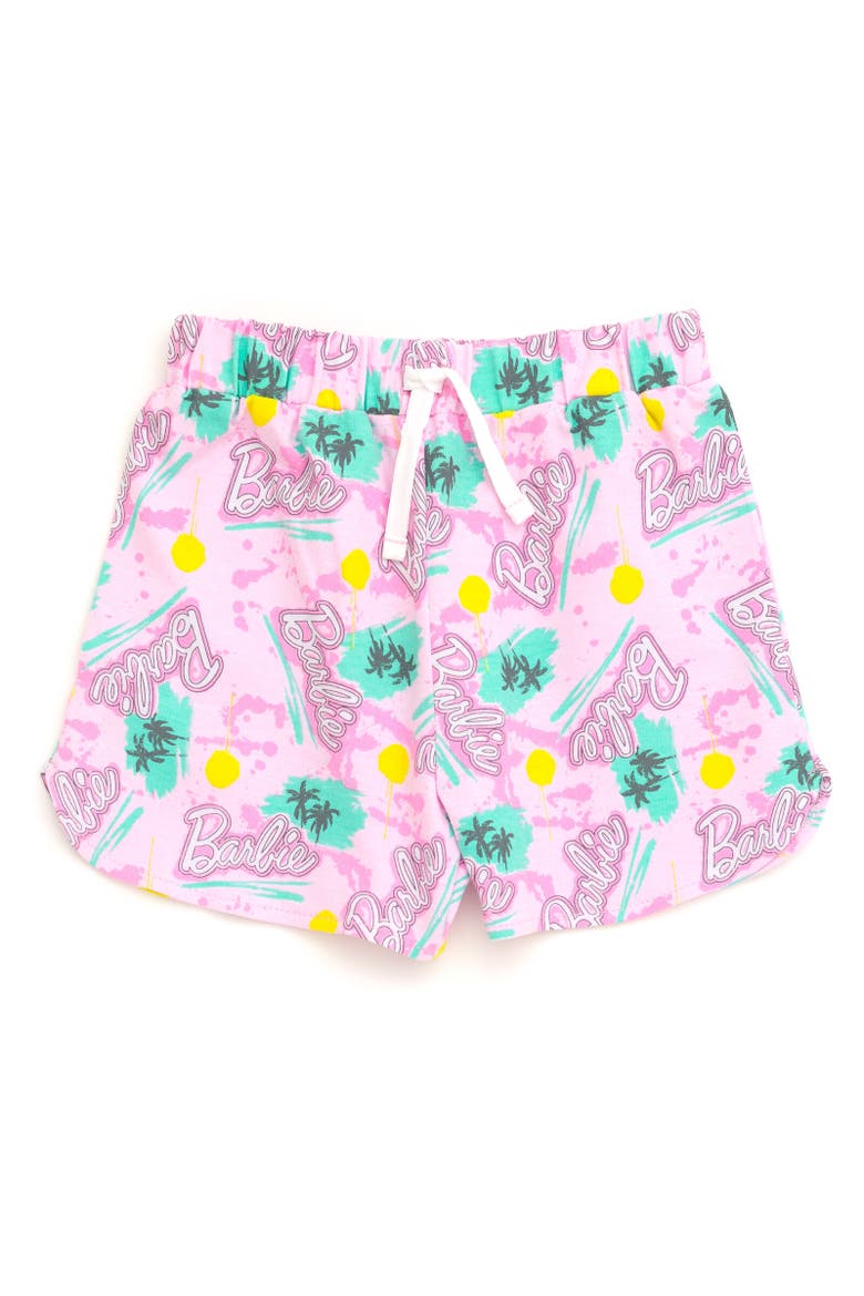 T-Shirt & French Terry Shorts Set, Alternate, color, Pink / Black / Graffiti