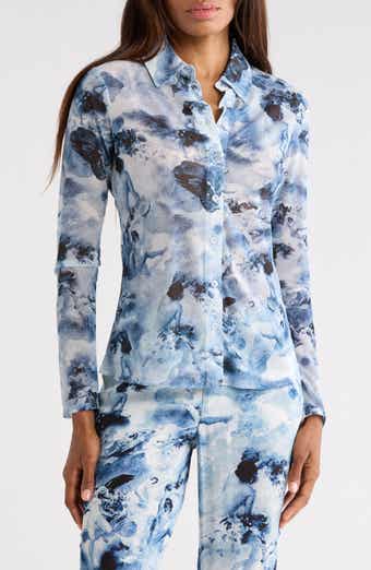 Good American Mesh Button-Up Shirt