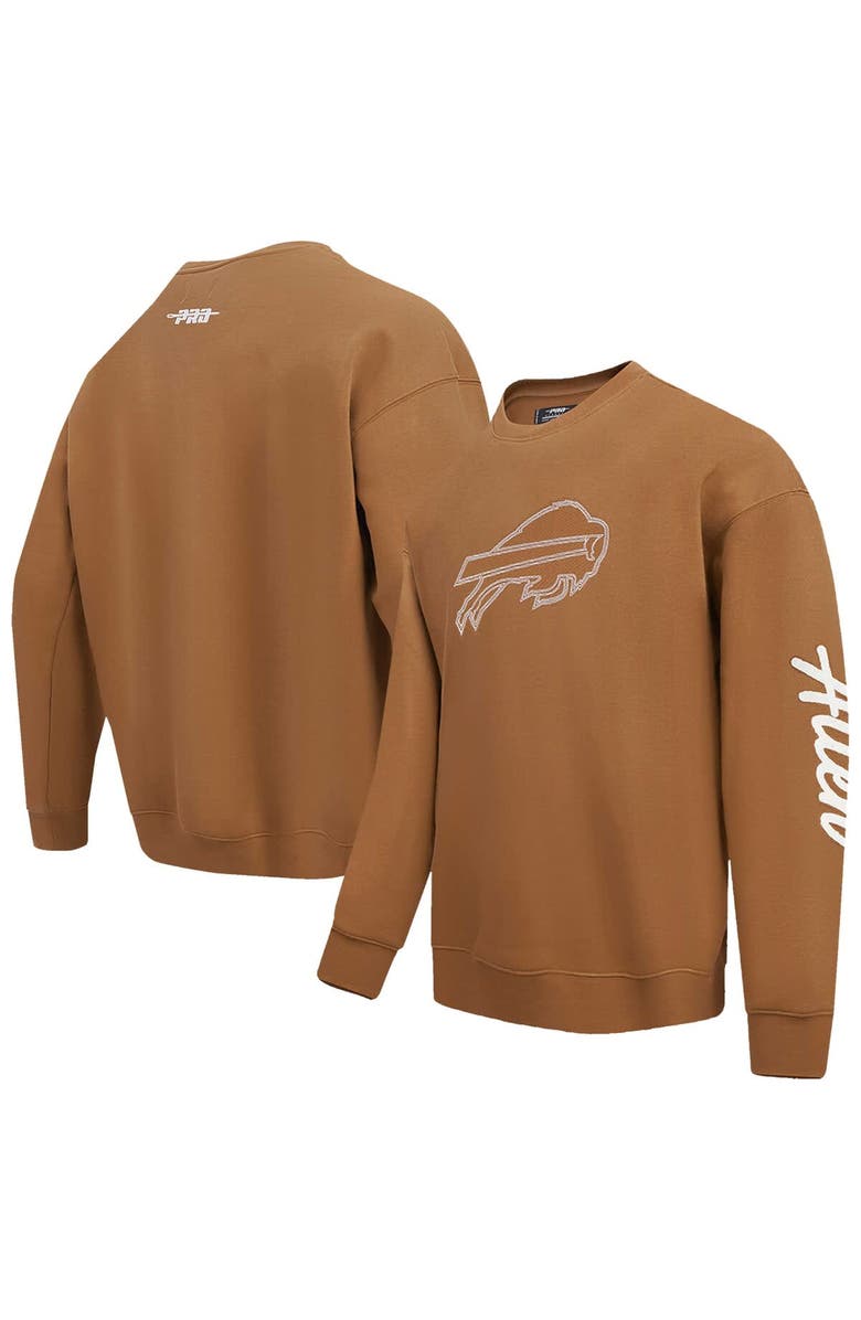 PRO STANDARD Men's Pro Standard Josh Allen Brown Buffalo Bills Pullover Crewneck Sweatshirt, Alternate, color, Brown
