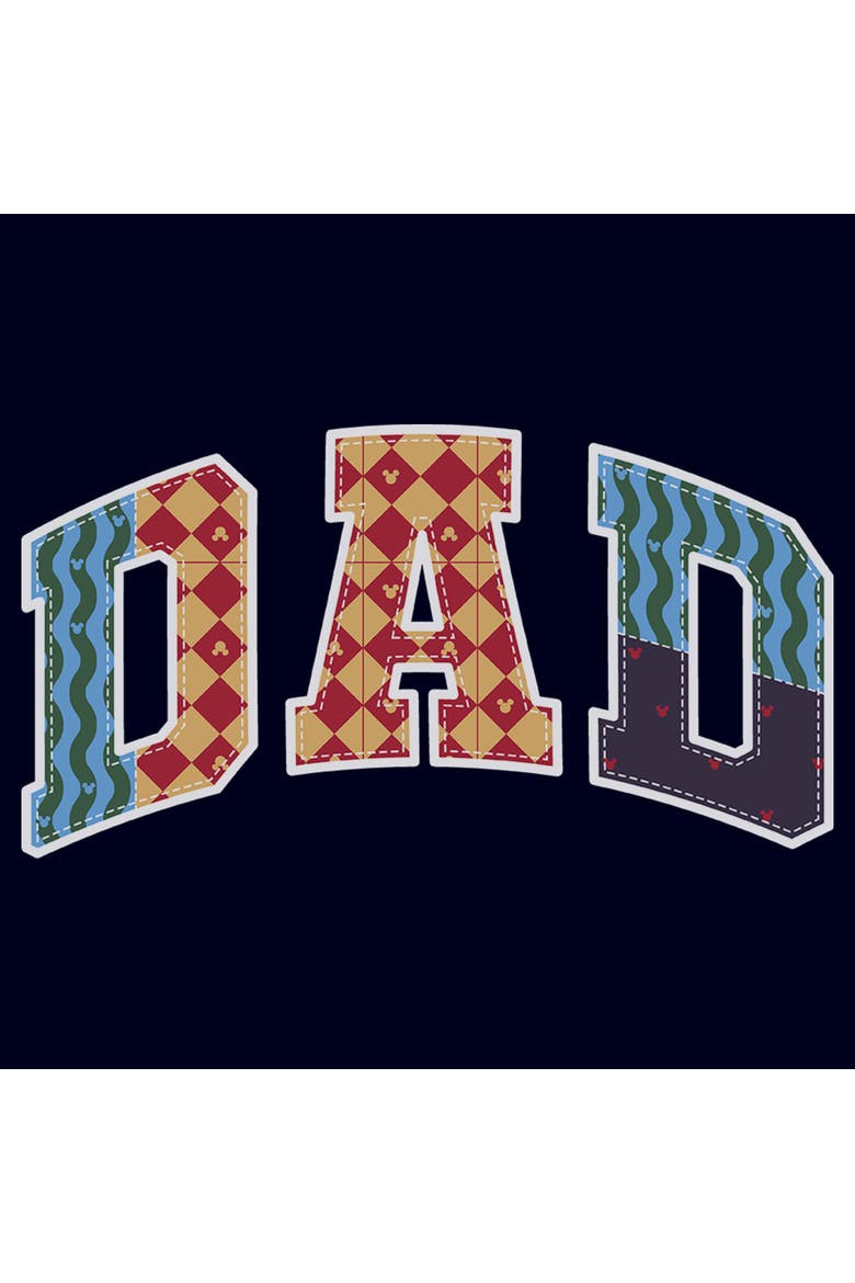 Men's Mickey & Friends Dad Colorful Patchwork  Graphic T-Shirt, Alternate, color, Navy Blue