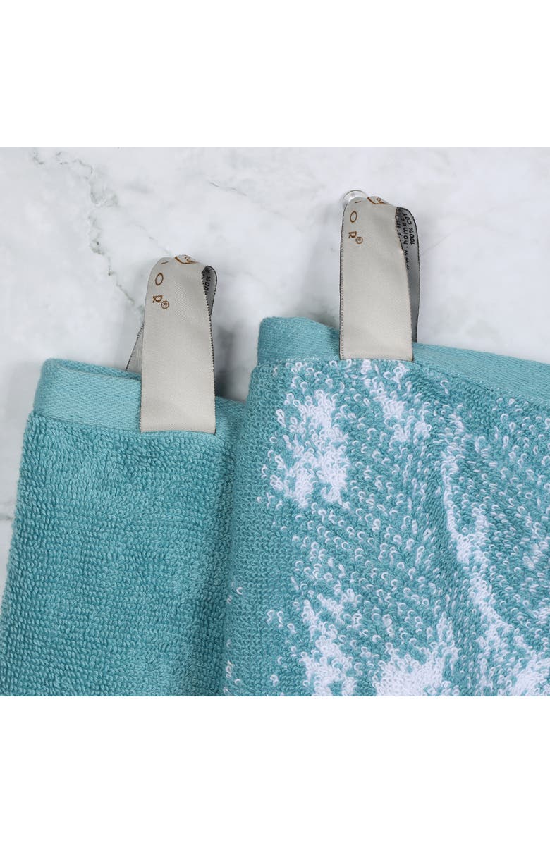 Superior Marble 10-Piece Quick-Drying Cotton Towel Set, Alternate, color, Teal