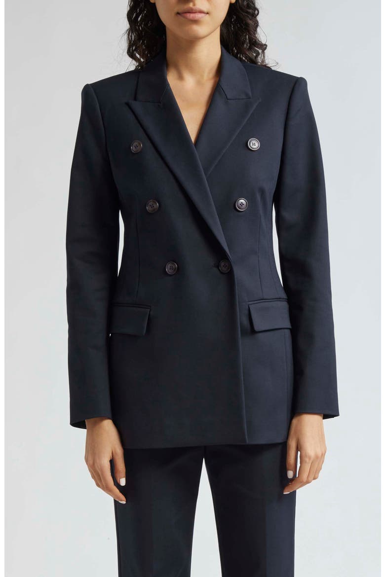 Cotton Couture Double Breasted Blazer, Main, color, SOLID BLUE NAVY