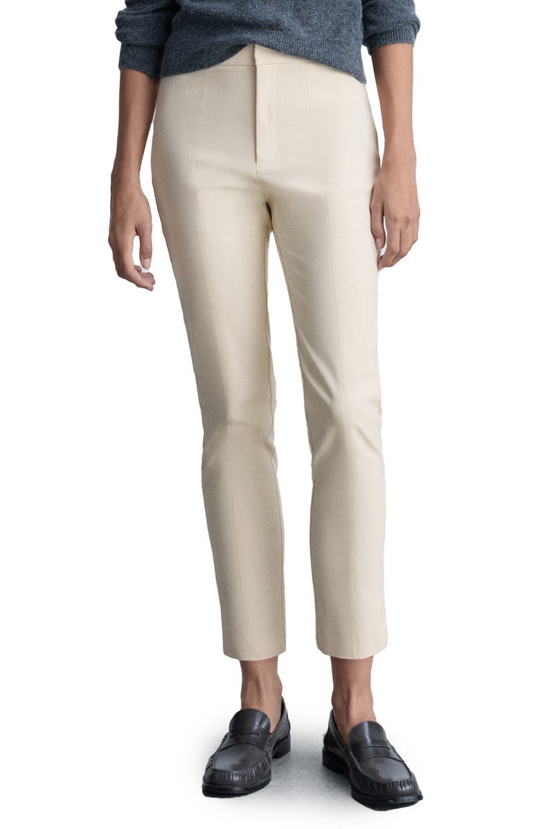 MANGO Straight Leg Ankle Pants, Main, color, Ecru