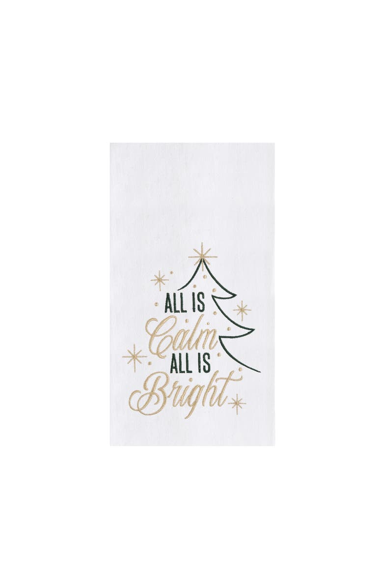 C&F Home "All is Calm & All is Bright" Christmas Tree 100% Cotton Embroidered Flour Sack Dishtowel, Main, color, 