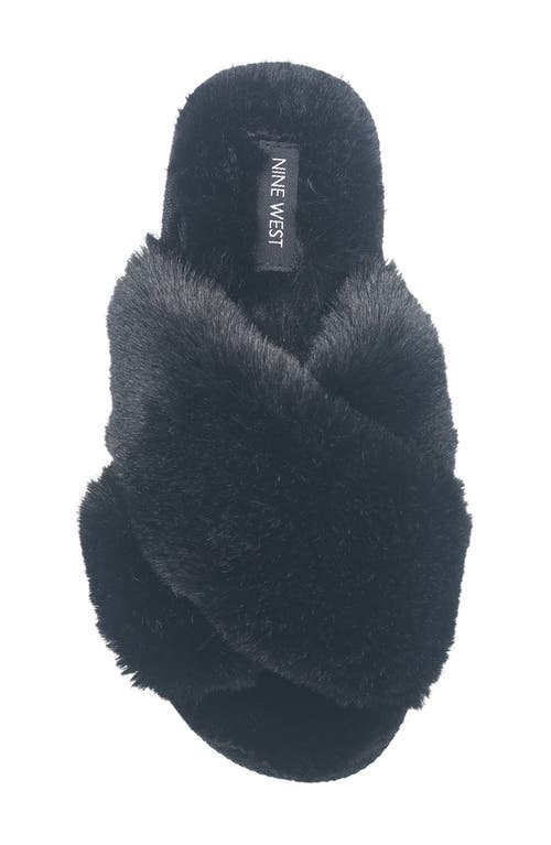 Nine West X-band Faux Fur Slipper In Black