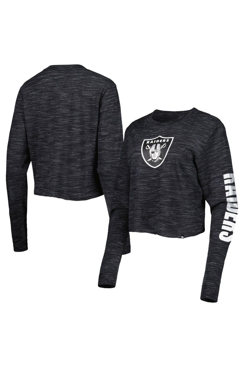 Women's New Era Black Las Vegas Raiders Crop Long Sleeve T-Shirt, Alternate, color, Black