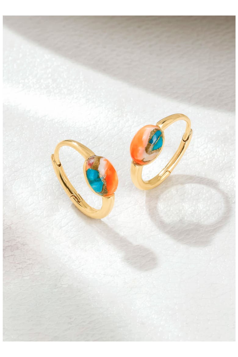 Moonstone Huggie Hoop Earrings, Alternate, color, ORANGE