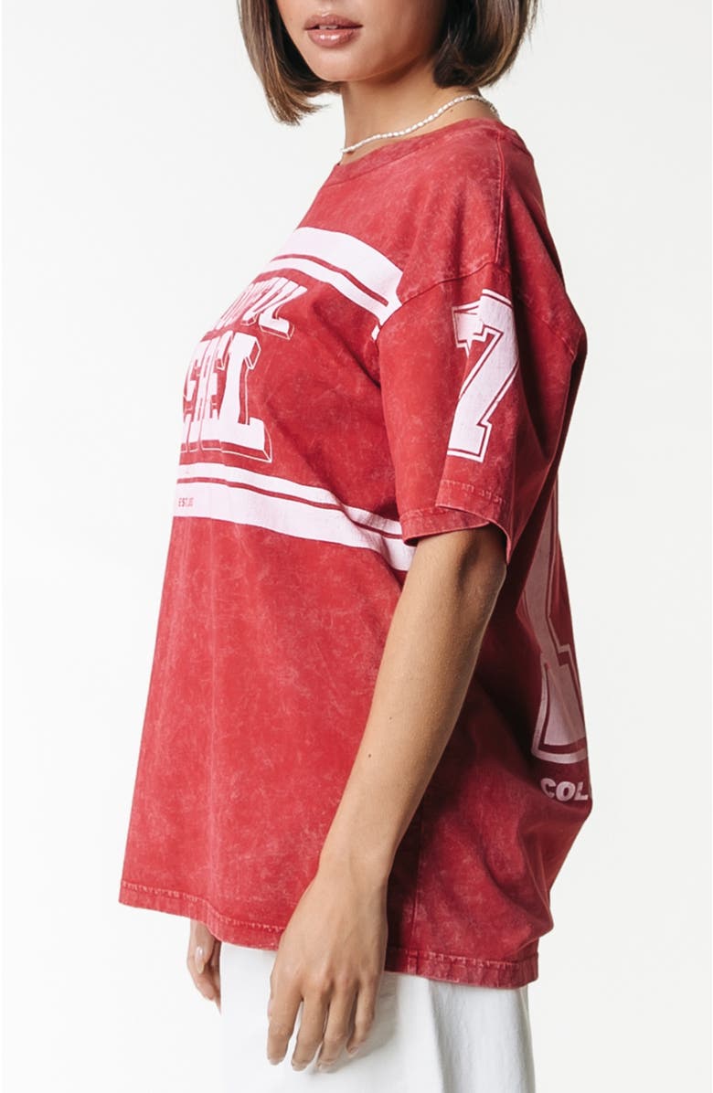 Colourful Rebel Logo Block Acid Wash Loosefit Tee, Alternate, color, Racing Red