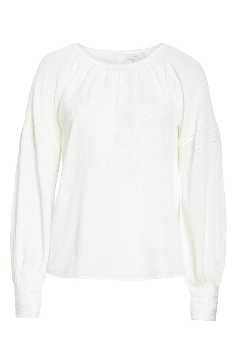 Joie Mitney Embroidered Detail Cotton Blouse, Alternate, color, 