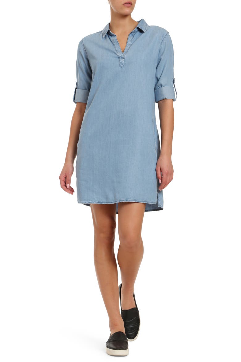 Lara Chambray Shirtdress, Main, color, LIGHT TENCEL DENIM