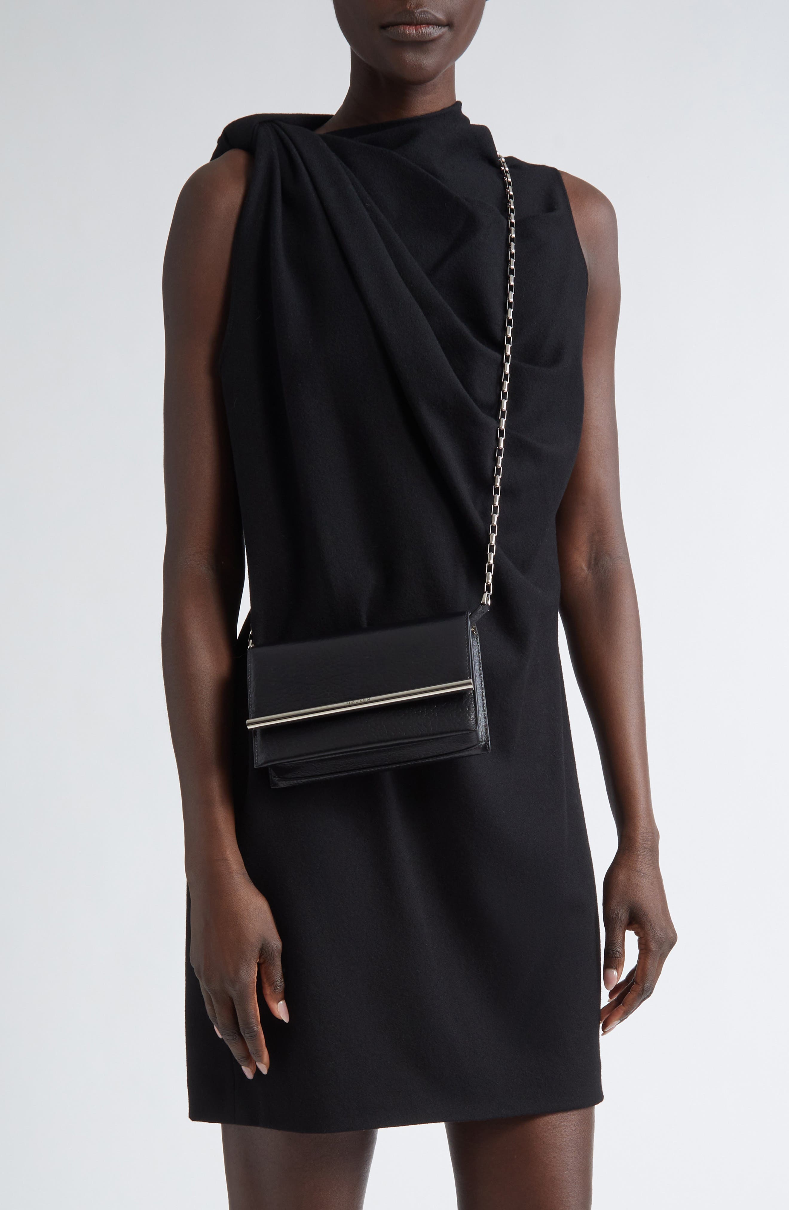 McQueen Mini T-Bar Leather Clutch, Alternate, color, 