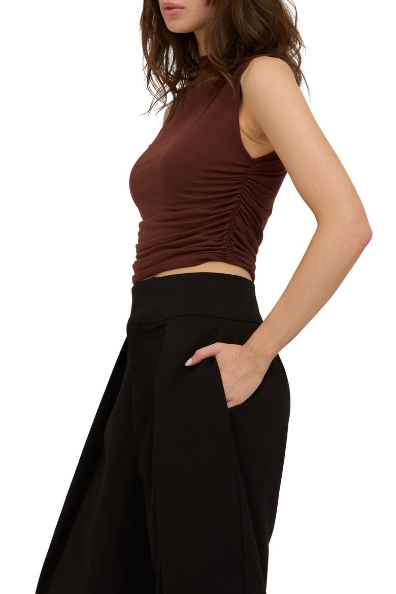 Wyatt Ruched Side Tank, Alternate, color, DARK MOCHA