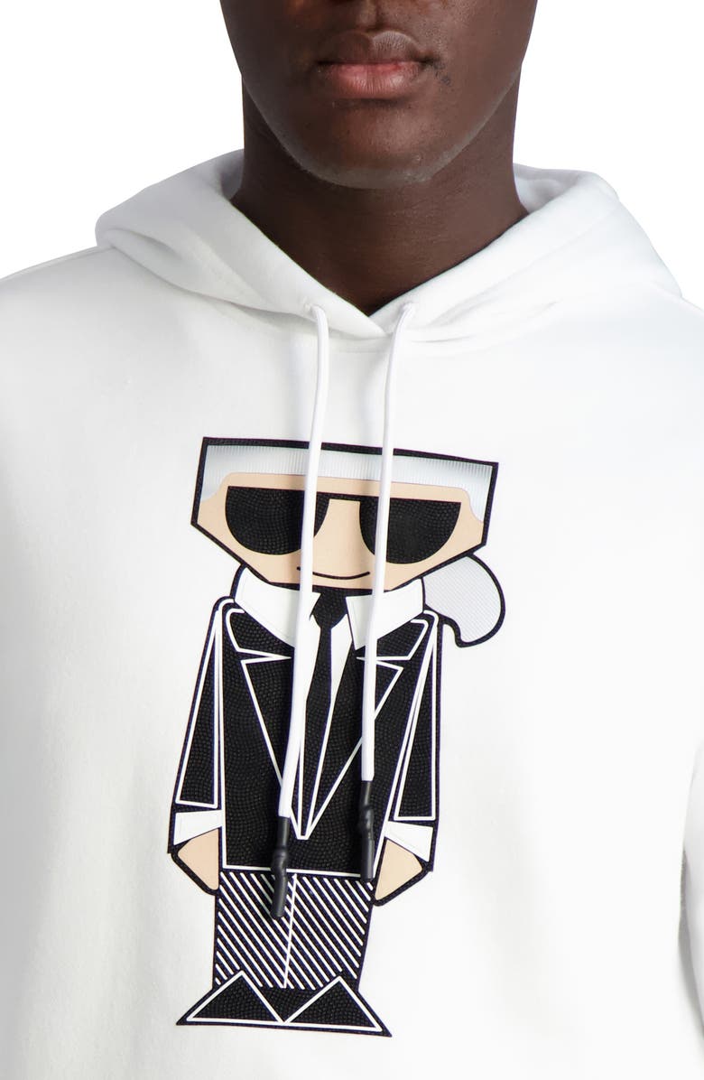 KARL LAGERFELD PARIS Kocktail Karl Graphic Hoodie, Alternate, color, White