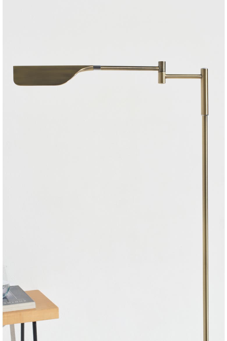 Leaf 53" Industrial LED Task Floor Lamp with Metal Empire Shade, 3-Way Dimming, Alternate, color, BRASS