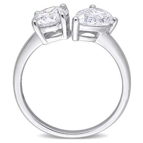 2 CTW Lab-Grown Diamond 2-Stone Pear Ring 14k