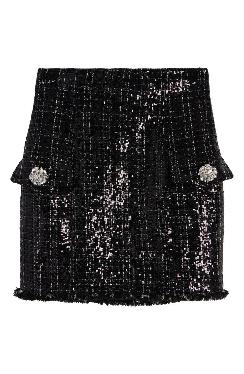 Balmain Sequin Tweed Miniskirt, Alternate, color, 