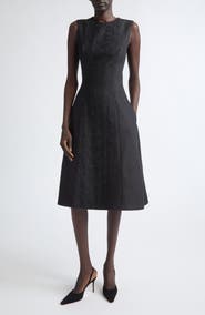 Carolina Herrera Guipure Lace Detail Sleeveless Denim Dress