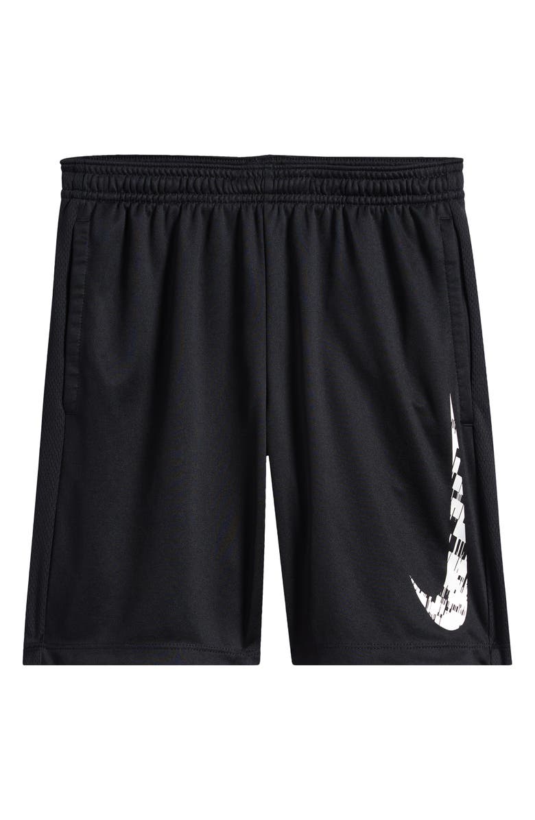 Nike Kids' Dri-FIT Training Shorts, Main, color, Black/ Black/ White