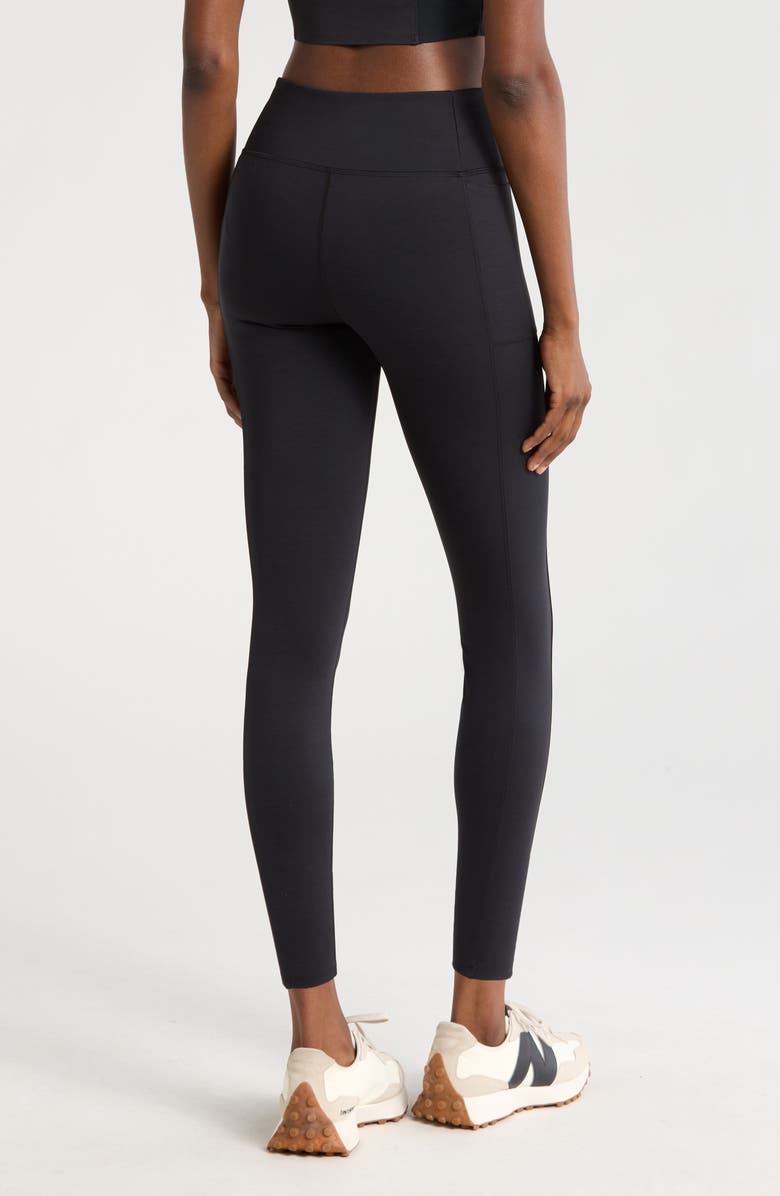 TravisMathew Moveknit Bonded Pocket Leggings, Alternate, color, Heather Black