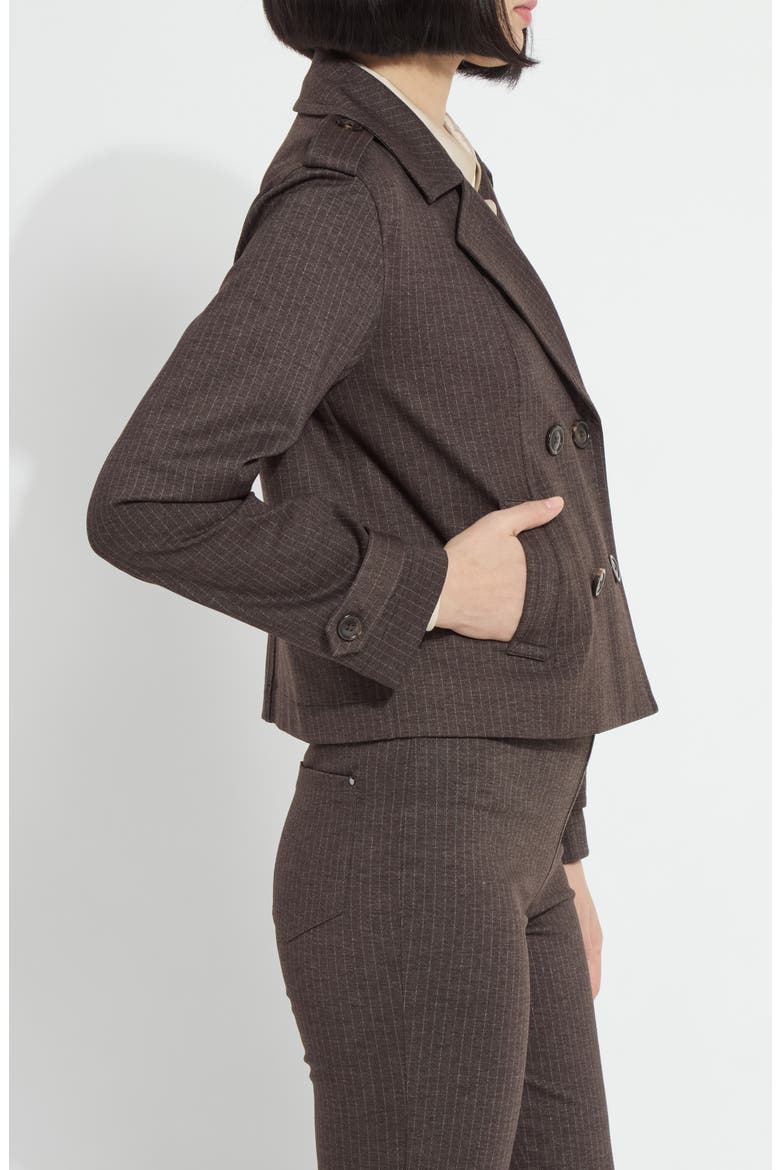 Thora Ponte Crop Trench Jacket, Alternate, color, HAIRLINE STRIPE