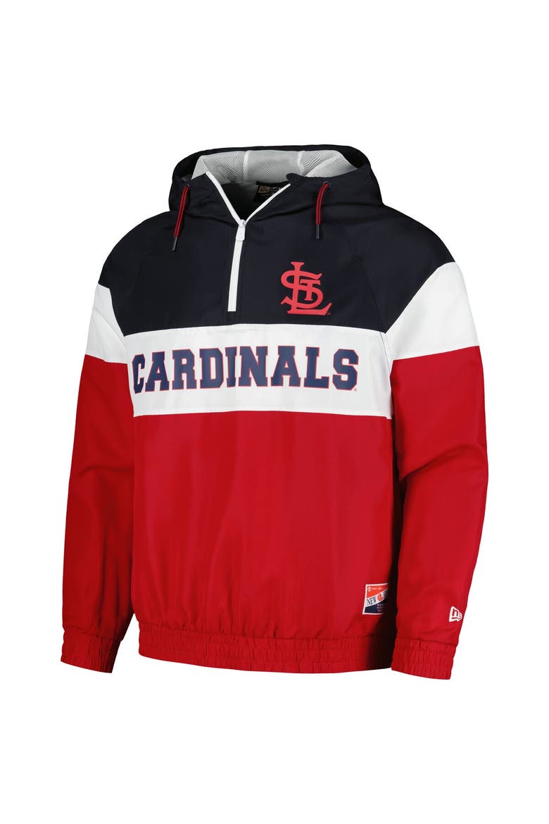 Men's New Era Red St. Louis Cardinals Ripstop Raglan Quarter-Zip Hoodie Windbreaker Jacket, Alternate, color, Red