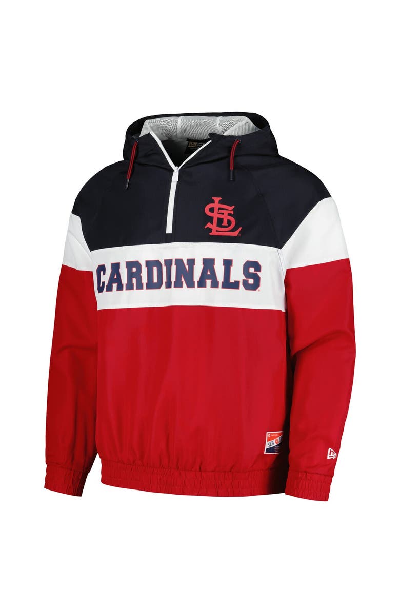 New Era Men's New Era Red St. Louis Cardinals Ripstop Raglan Quarter-Zip Hoodie Windbreaker Jacket, Alternate, color, Red