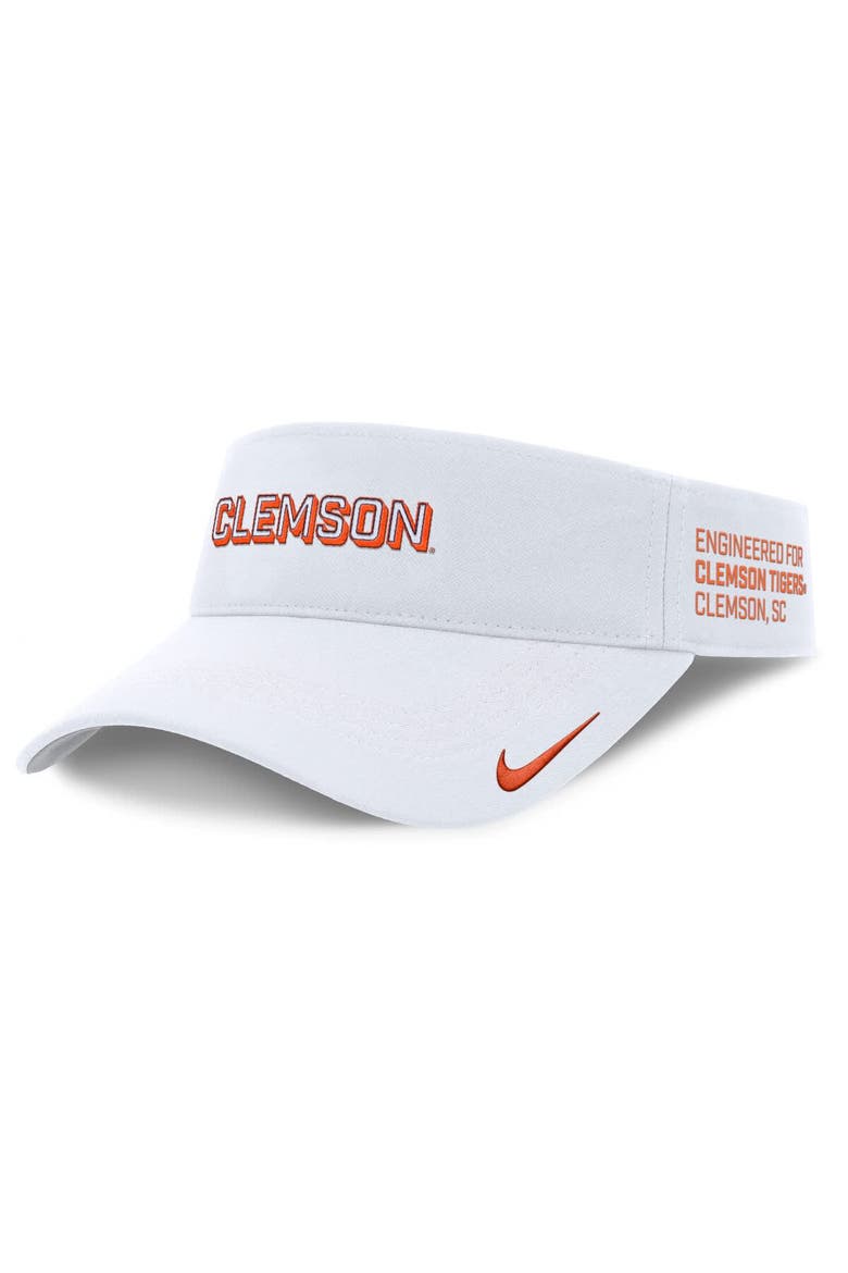 Men's Nike White Clemson Tigers 2025 On-Field Gameday Performance Ace Adjustable Visor, Main, color, White