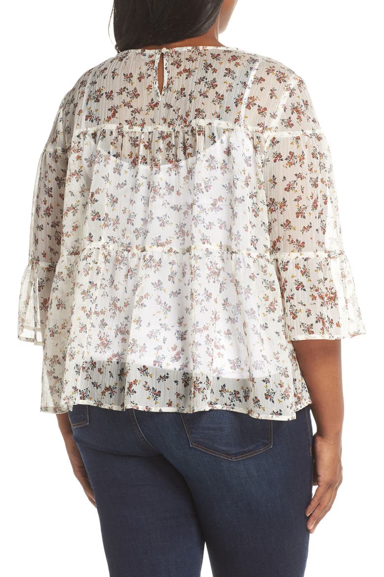 Ditsy Manor Tiered Ruffle Blouse, Alternate, color, ANTIQUE WHITE