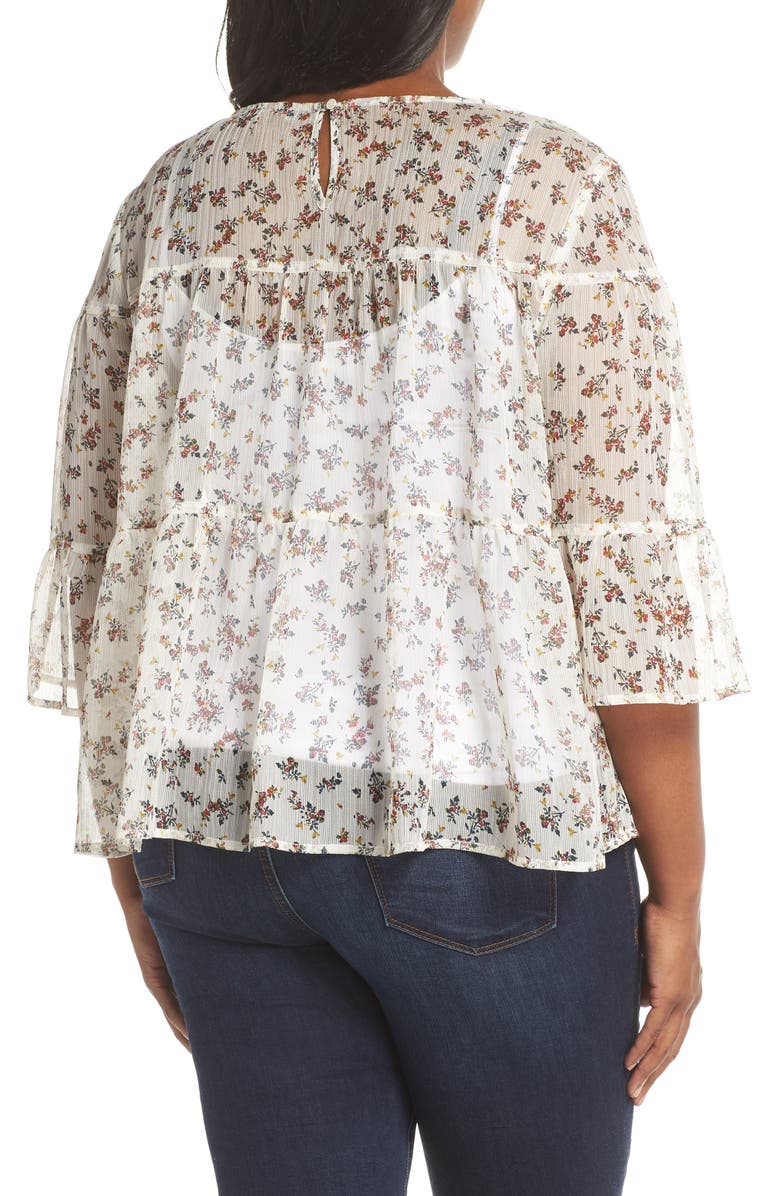 Vince Camuto Ditsy Manor Tiered Ruffle Blouse, Alternate, color,