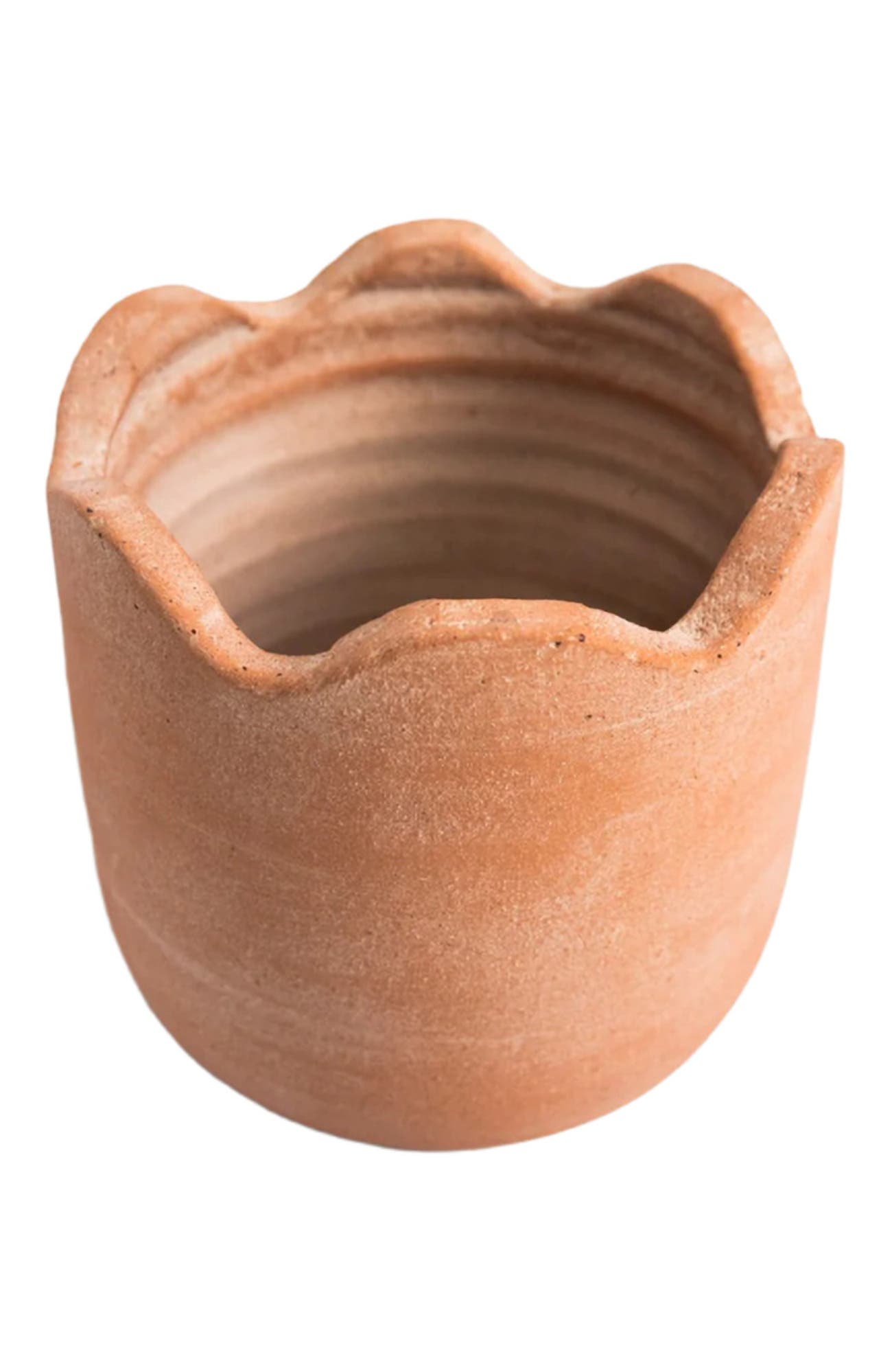 Distressed Cream Terracotta Planter with Fluted Texture