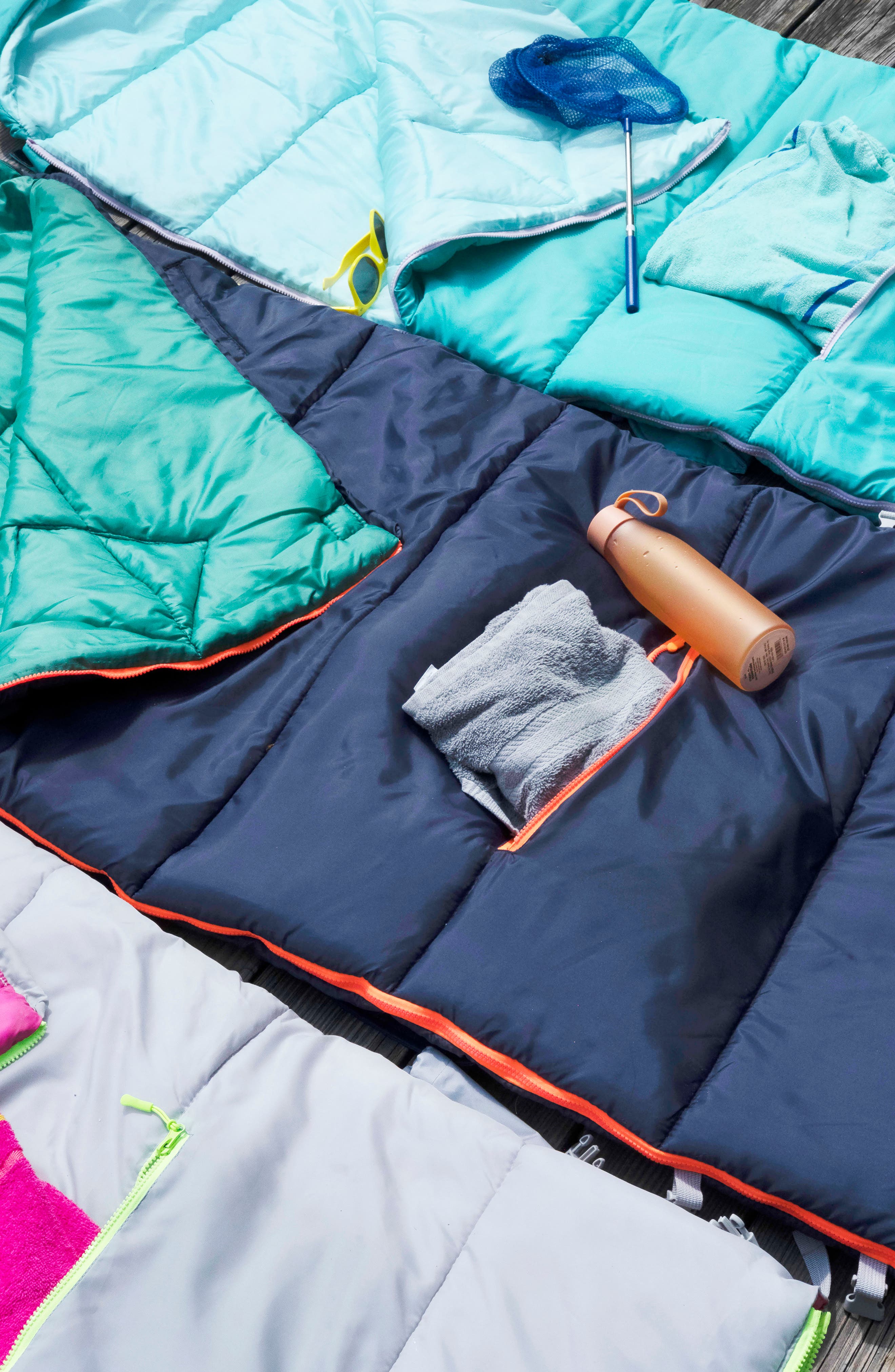 Kids' Sleep-n-Pack Water Repellent Sleeping Bag Backpack, Alternate, color, DARK NAVY/ CLASSIC GREEN