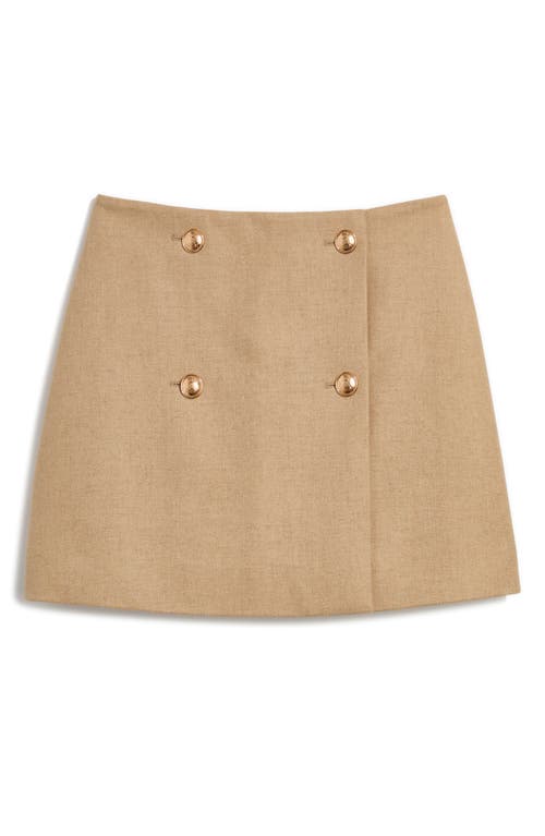 Vineyard Vines Glen Plaid Button Accent Ool-blend A-line Miniskirt In Brown