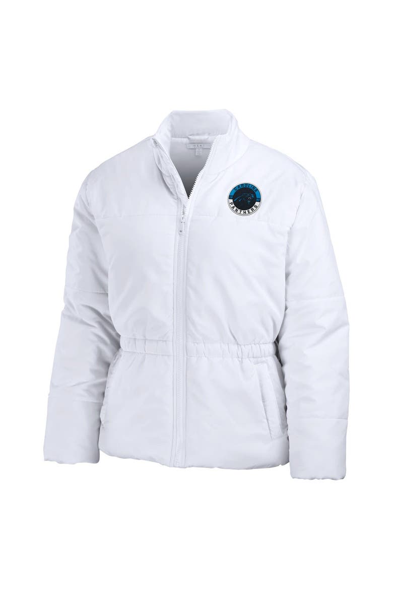 Women's WEAR by Erin Andrews  White Carolina Panthers Packaway Full-Zip Puffer Jacket, Alternate, color, White