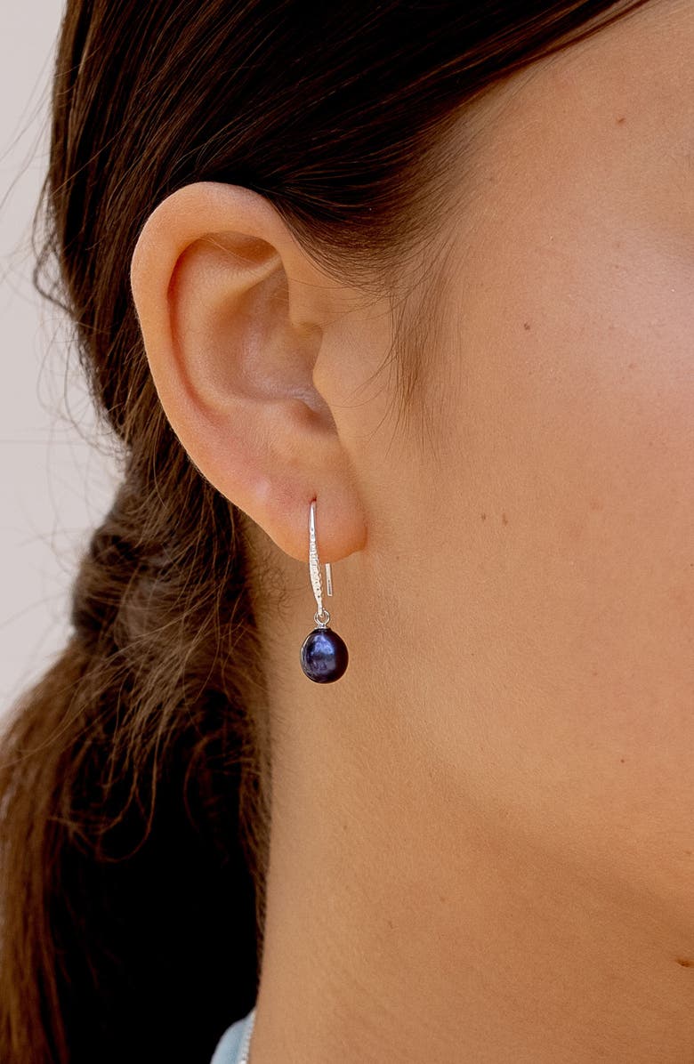 Dower & Hall 8mm Oval Peacock Luna Pearl Drop Earrings, Alternate, color, Sterling Silver