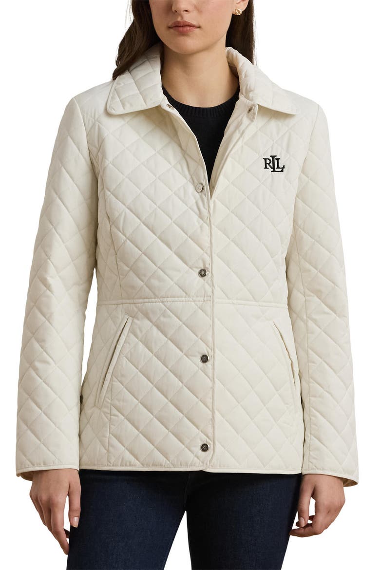 Diamond Quilted Jacket, Main, color, WHITE